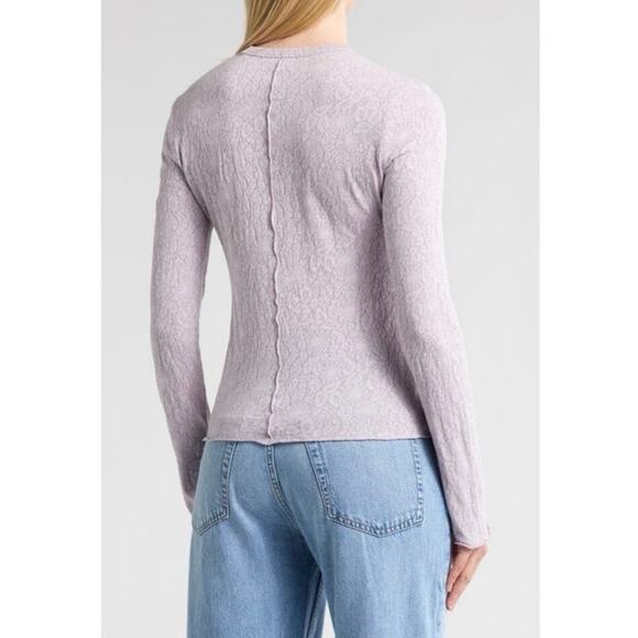 NWOT rag & bone Gemma Jacquard Lettuce Edge Long Sleeve Top in Lilac SZ XS - Picture 2 of 6